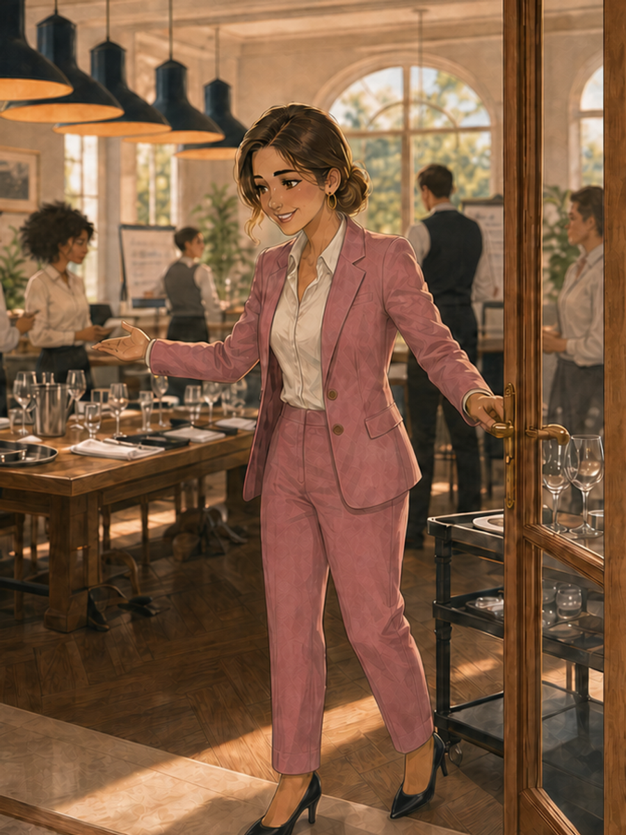 Charlotte, formatrice SMUTNAG, accueille les apprenants en tailleur rose