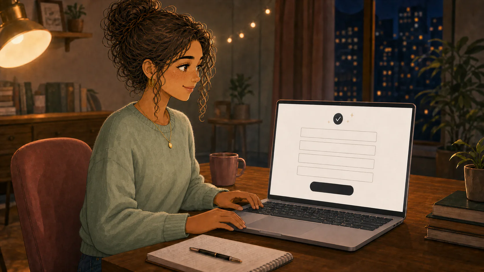 Lina complète les informations nécessaires à son positionnement